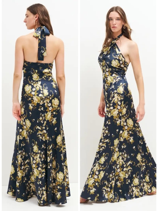 Reformation Dresses & Skirts - REFORMATION Veria Floral Maxi Navy Silk Dress  in Divinity SZ US 2